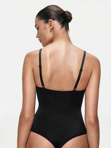 SHAPORA 1pc Women's Striped Jumpsuit, Minimalist Basic Style, Lightweight, Suitable For Daily Wear And Commuting - Black - View 3