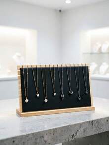 Rak pajangan perhiasan dengan kompartemen penyimpanan liontin dan kalung. Ini adalah barang pajangan yang cocok untuk musim kembali ke sekolah, menampilkan gaya kelas atas yang modis dan mewah. Sangat disukai banyak orang. - Hitam - View 6