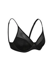 SHAPORA Thin Mesh Splicing Sexy Lingerie, Supportive Underwire Bra For Large Bust, Lift & Enhance Cleavage, Prevent Sagging - Black - View 5