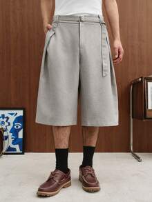 TOKVUE Pantalones cortos casuales versátiles de unicolor para hombres, para uso diario y viajes - Caqui - Ver 5