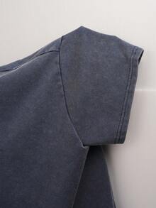 Muchica Summer Casual Vintage Navy Blue Plus Size T-Shirt Graduation - Navy Blue - View 7