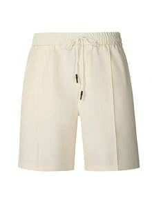 HUEFORM Men's Beige Summer Casual Vacation Shorts,Basic Apricot Textured Fabric,Pleated Design Flattering Fit,Suitable For Outdoor Activities & Holiday Wear - Apricot - View 3