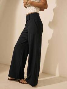 Aralina Striped Low Rise And Wide Leg Wide Wrap Waistband Pants - Black - View 3