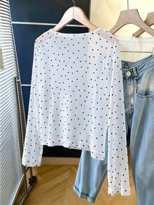 Cute Girls Fashion Elegant Cute Cool Girl Casual White Polka Dot Thin Jacket Spring Summer Autumn All Seasons 8-12 Years Old Party Formal - White - View 4