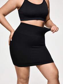 SHAPORA Seamless High Waist Slimming Skirt With Safety Shorts, Sexy Tight Fitting Bodycon Skirt, Lift Buttocks & Waist Shaping Dress - Black - View 2