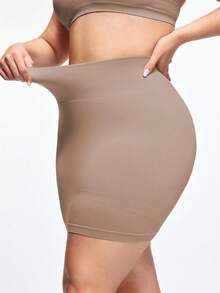 SHAPORA Falda ajustada de cintura alta sin costuras con pantalones cortos de , falda ajustado ajustada y sexy, vestido moldeador que levanta y da forma a la cintura - Marrón Mocha - Ver 2