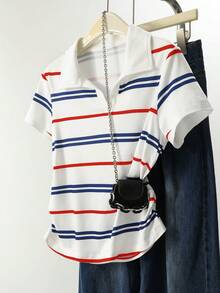 Franclia Women's Summer Casual Striped Short Sleeve T-Shirt - Multicolor - View 3