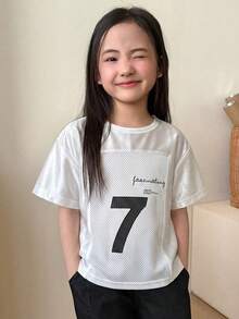 Dazy Kids 女童秋季圓領針織短袖T恤夏季上衣 - 白色 - 查看 4