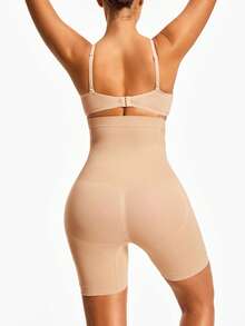 SHAPORA Women's Solid Color High Waist Slim Fit Tummy Control Shapewear Bottom - Beige - View 8
