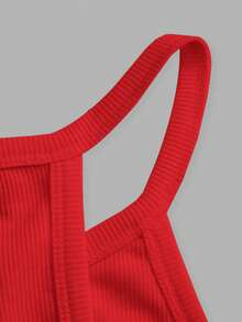 Slaydiva Top de tirantes para mujer 2026 Primavera/Verano Nuevo Casual Básico Versátil Blanco Sólido Acanalado Cuello Redondo Espalda Deportiva Hombros Descubiertos. Adecuado para Citas, Día de San Valentín, Temporada de Bodas, Fiesta, Clubes Sexys, Deportes, Yoga, Vacaciones, Playa, Estilo Boho, Playas de Arena, Regreso a la Escuela, Salidas Diarias, Fiesta, Té de la Tarde, Outfits de Brunch, Outfits de Aeropuerto-D - Rojo - Ver 4