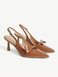 CUCCOO CHICEST Tacones altos elegantes con lazo para citas de primavera y otoño para damas - Marrón - Ver 2