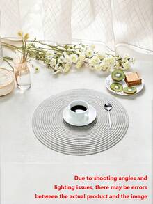 6pcs 15-Inch Round Woven PP Placemats, Washable Non-Slip Flat Table Mats Coasters, Suitable For Home Dining Table Decor, Spring Outdoor Party Holiday Gifts, Christmas Decorations - Multicolor - View 6