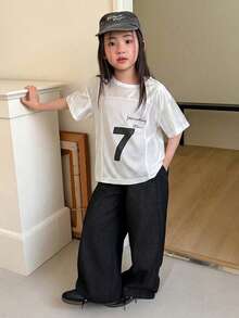 Dazy Kids 女童秋季圓領針織短袖T恤夏季上衣 - 白色 - 查看 2