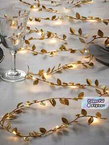Approximately78-Inch Gold Leaf Fairy String Lights, Wedding Table Decor Lights, Indoor Holiday Wreath Fairy Lights (Batteries Not Included), Suitable For Wedding Table Center Decor, Wedding Backdrop Decor, Christmas Tree Decor - Gold - View 1