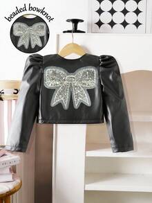 1pc Girls' Short Cool Zipper Shirt Long Sleeve Jacket, Perfect For Travel, Streetwear, Parties, Music Festivals, School And Any Occasion - Black - View 3