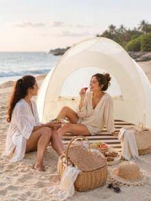 1 buah Tenda Pantai Portabel Ringan dan Mudah Dipasang, Perlindungan UV Berkualitas Tinggi, Biru dengan Tas Penyimpanan, Cocok untuk Berkemah di Luar Ruangan, Pantai, Taman, Kanopi Pelindung Matahari Instan, Memberikan Perlindungan UV UPF 50+! Cocok - A - View 5