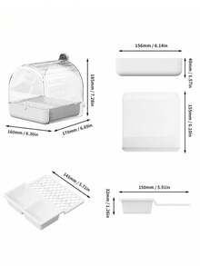1Pc Bird Hanging Bath Box Outdoor Parrot Shower House Anti Splash Feeding Box Portable Bird Cage Accessories For Budgie Lovebird Cockatiel Small Pet Bird Daily Use - Bath - View 3