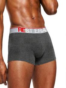 EasyFave 5pcs/Pack Men's Letter Print Boxer Briefs - Multicolor - View 3