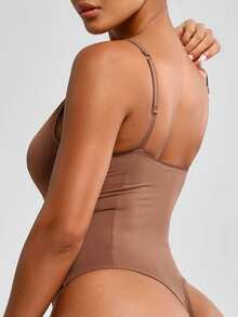 SHEIN 2pcs Women's Deep V-Neck Bodysuit For Shaping - Multicolor - View 3