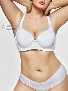 SHAPORA White Plus Size Medium Stretch Fabric Casual Bra With Cup Detail, Lift - White - View 5