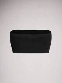 SHAPORA 3pcs/Set Women Simple Solid Color Seamless Bandeau Bra Sets For Everyday Wear CASUAL - Black - View 4