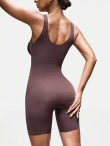 SHAPORA 1件装女士舒适简约连体塑身衣，咖啡棕色 - 咖啡棕 - 查看 2