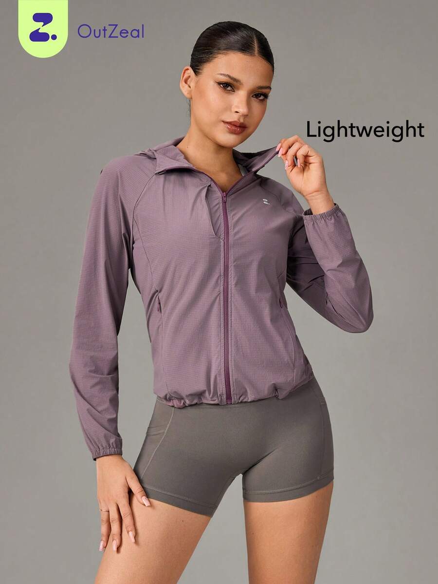 OutZeal Women Sun-Proof Jacket Daily Casual Lightweight Stretch Hood Zip Up Outdoor Tops - Purple - View 1