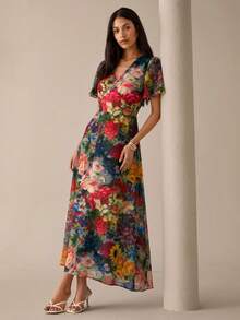 Lilora Women's Elegant Floral Dress, High-End Fashion Versatile Elegant Dress, Suitable For Commuting, Daily Casual Outings, Gatherings, Dates, Parties, Leisure, Outings, Holidays, Vacations, Summer, Holiday Travel - Multicolor - View 7
