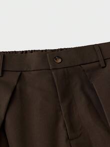 SWAVVY Men's Solid Color Pleated Wide Leg Loose Casual Long Pants - Brown - View 6
