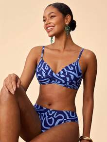 Travachic Women's Summer Beach Print Criss-Cross Design Fashion Bikini Set - Multicolor - View 6