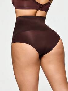 SHAPORA Women's Solid Color Minimalist High Waist Shapewear Bottom - Coffee Brown - View 2
