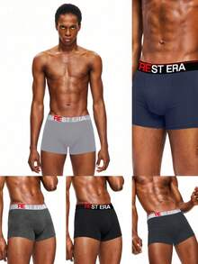 EasyFave 5pcs/Pack Men's Letter Print Boxer Briefs - Multicolor - View 7