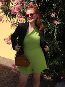 Gretanique Women's Solid Color Lapel NeckLong Sleeve Business Casual Blazer Black - Black - View 3