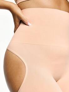 SHEIN Prenda moldeadora de unicolor de cintura alta para mujer - Beis - Ver 5