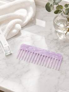 Haus Hana 1PC Acetate Plate Hair Comb Marble Pattern Anti-Static Wide Tooth Detangling Comb Smooth Glide No Pull Hair Styling Tool For Home Salon Daily Use Perfect Birthday Valentine's Day Gift For Women - multicolor - View 3