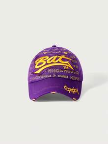 Glisma 1pc Outdoor Couple Hip Hop Baseball Cap, Sun Protection Snapback Hat With BAT, GAPHY, GRAPHY Embroidery, Fashionable Casual Contrast Color Design - Multicolor - View 13