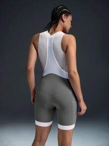 Powerista Women's Letter Print Contrast Color Bib Cycling Shorts - Grey - View 3