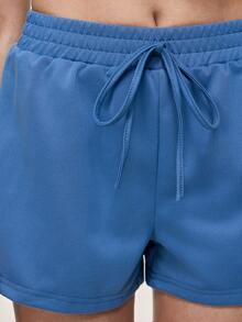 SHAPORA Women's Solid Color Waist Tie Casual Pajama Shorts - Blue - View 6