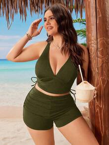 Swim Lushoire 2026 New Year's Party Beach Inclusive Adjustable Plus Size Swimsuit Set Summer - Army Green - View 7