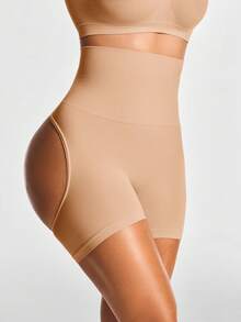 SHAPORA Faja reductora para mujer de cintura alta y unicolor que levanta y moldea el trasero - Beis - Ver 3