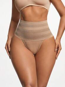 SHAPORA 2pcs Women High Waist Breathable Slimming Solid Color Shapewear Set - Multicolor - View 5