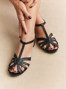 Rosivie Women's Casual Versatile Flat Sandals, Summer - Black - View 9
