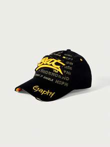 Glisma 1pc Outdoor Couple Hip Hop Baseball Cap, Sun Protection Snapback Hat With BAT, GAPHY, GRAPHY Embroidery, Fashionable Casual Contrast Color Design - Multicolor - View 8
