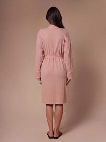 Lazeform Robe de détente femme style Ins, fine, rayée jacquard, ample et minimaliste pour le printemps - Nude - Voir 2