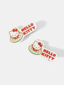 HELLO KITTY AND FRIENDS | SHEIN 4件組 Sanrio 女款可愛波點游泳圈小貓裝飾髮夾 - 紅色 - 查看 4
