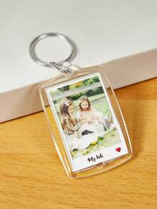 Custom 1PC Photo And Text Keychain, Personalized Acrylic Keychain, Custom Couple Keychain Photo Key Ring, Customized Logo Keychain For Birthday Gift - Multicolor - View 23