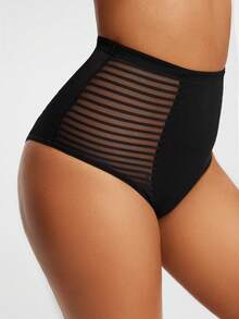 SHAPORA Women's Bodysuit With Mesh Inset And Bikini Panty - Black - View 7