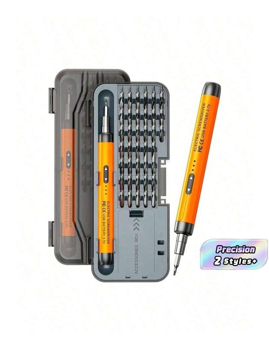 Precision Electric Screwdriver, Quiet, Rechargeable, High Torque, Multi-Function, Portable, Electric Tool Kit With Transparent Tool Box, For Computer, Phone Repair Tools - color - View 1