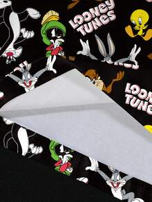 LOONEY TUNES X SHEIN Men's Casual Cartoon Letter Graphic Short Sleeve T-Shirt, Comfortable Summer Tee - White - View 5