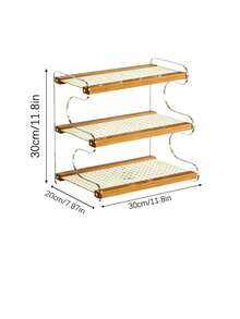 Haus Hana 1PC Multi-Functional Stackable Desktop Organizer - Durable Acrylic Construction, Space-Saving 2/3-Tier Storage Shelf, Easy Assembly Clutter Solution, Versatile Cup Rack Spice Holder, Perfect For Dorms Apartments Bathrooms - multicolor - View 10